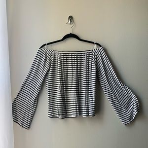 BELL SLEEVE OFF THE SHOULDER TOP STRIPED